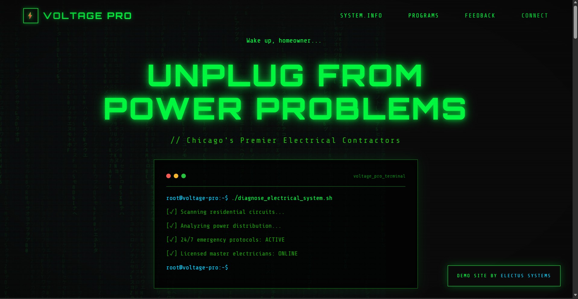 Voltage Pro Electrical Website Preview